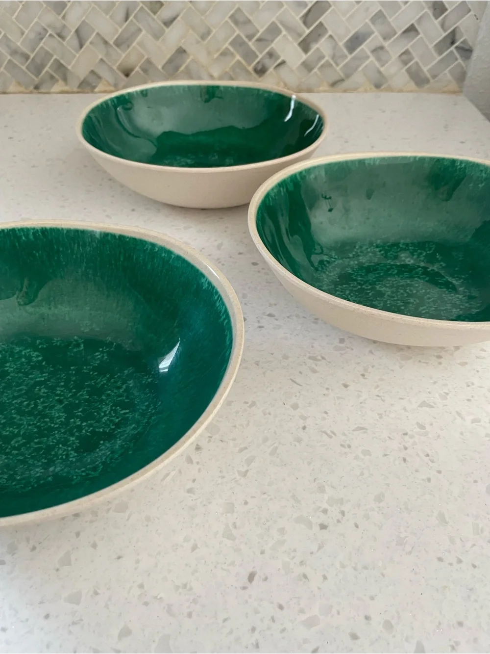 Anthropologie Dakota Melamine Dinner Bowls Set Of 3 In Green
